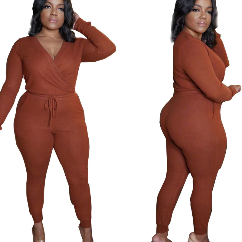 V-Neck Strappy Slim Jumpsuit