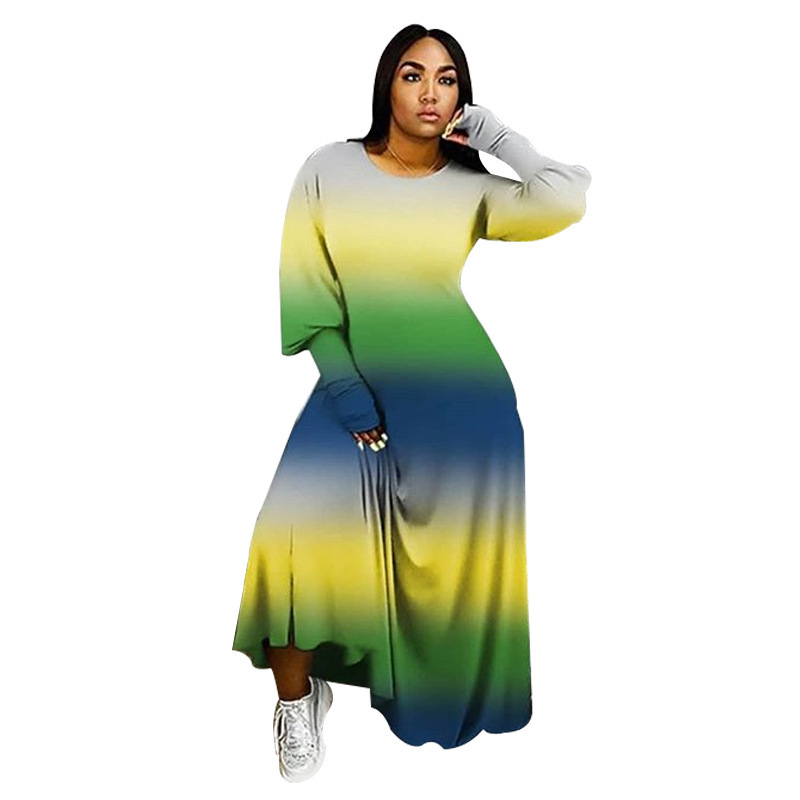 Fashion Plus Size Colorblock One Piece Dress