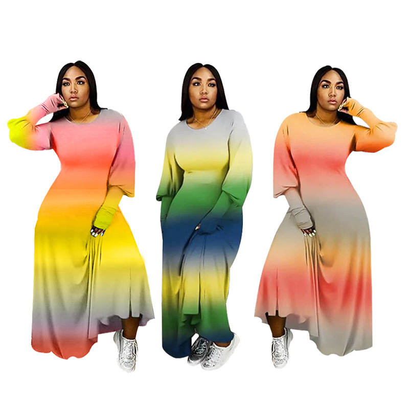 Fashion Plus Size Colorblock One Piece Dress