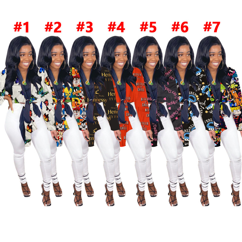 Casual Print Long Sleeve Tops