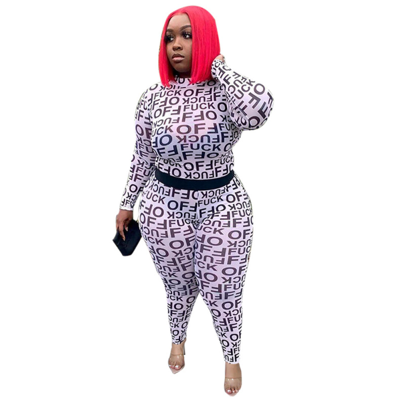Casual Turtleneck Print Mesh Two Piece Set