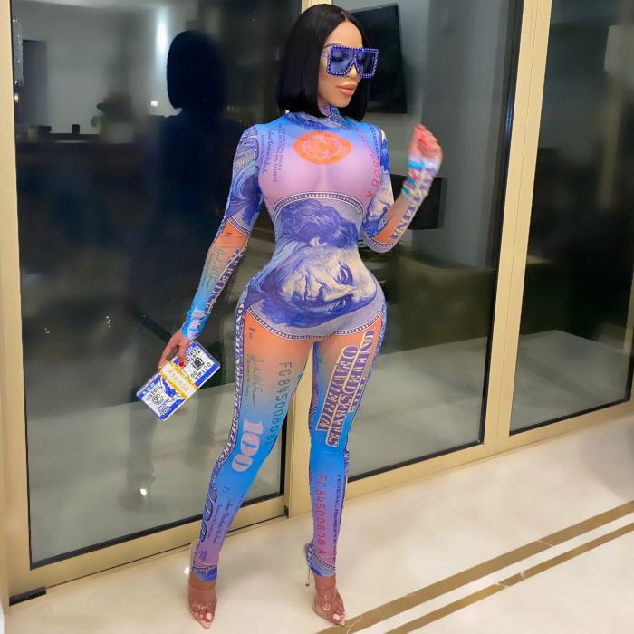 See Through Sexy Slim Hot Long Sleeve Jumpsuit