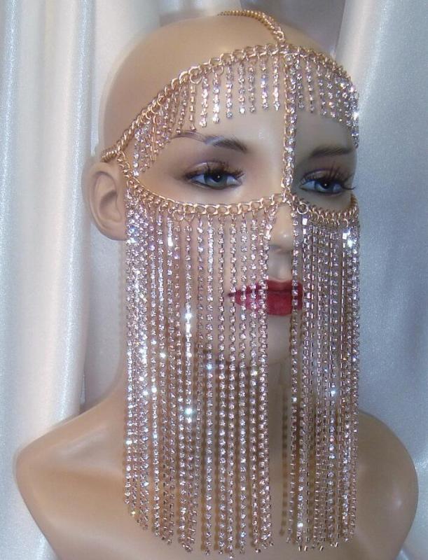 Hot Sell Sexy Rhinestone Head Chain Facemask