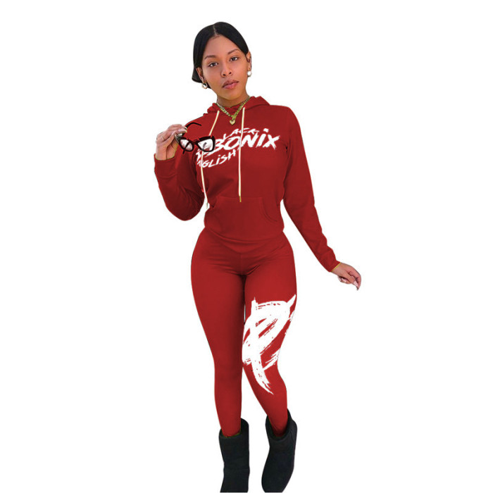 Wholesale Printing Women Hoodies Two pieces Outfit