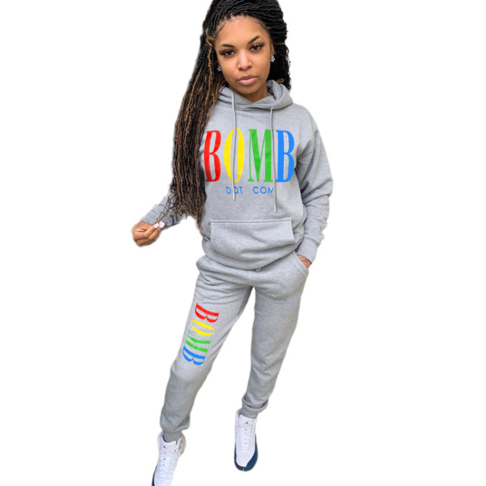 Print Hoodies Colorful Strappy Two Piece Set