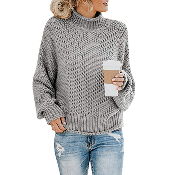 Winter New Style Sweater Thick Thread Turtleneck Pullover Women Sweater