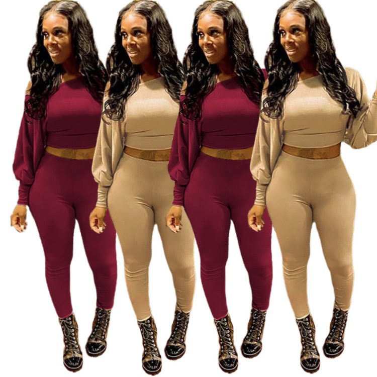 Solid Color Casual Two Piece Set