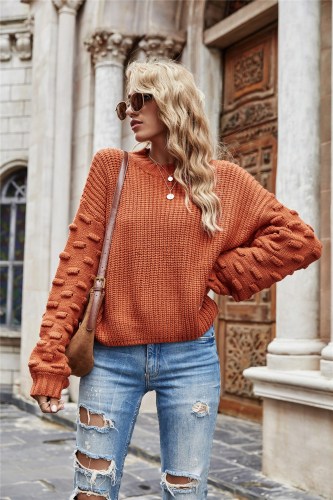New Style Long-Sleeved Large-Sleeved Short-Style Fashionable Knitted Pullover Sweater