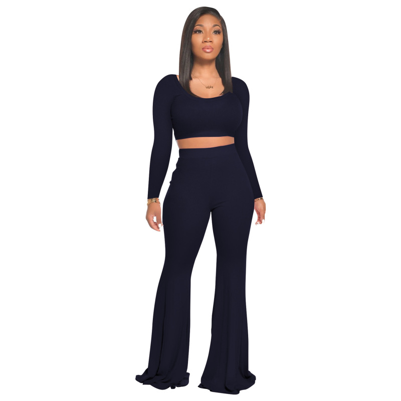 Solid Color Boot Cut Pant Two Piece Outfit
