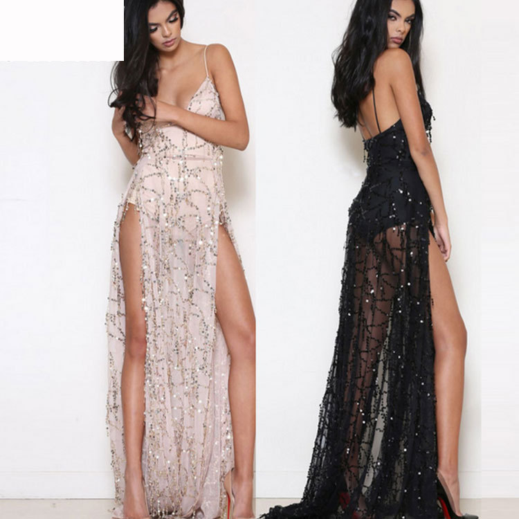 V-Neck Slit  Hammock One Piece Dress