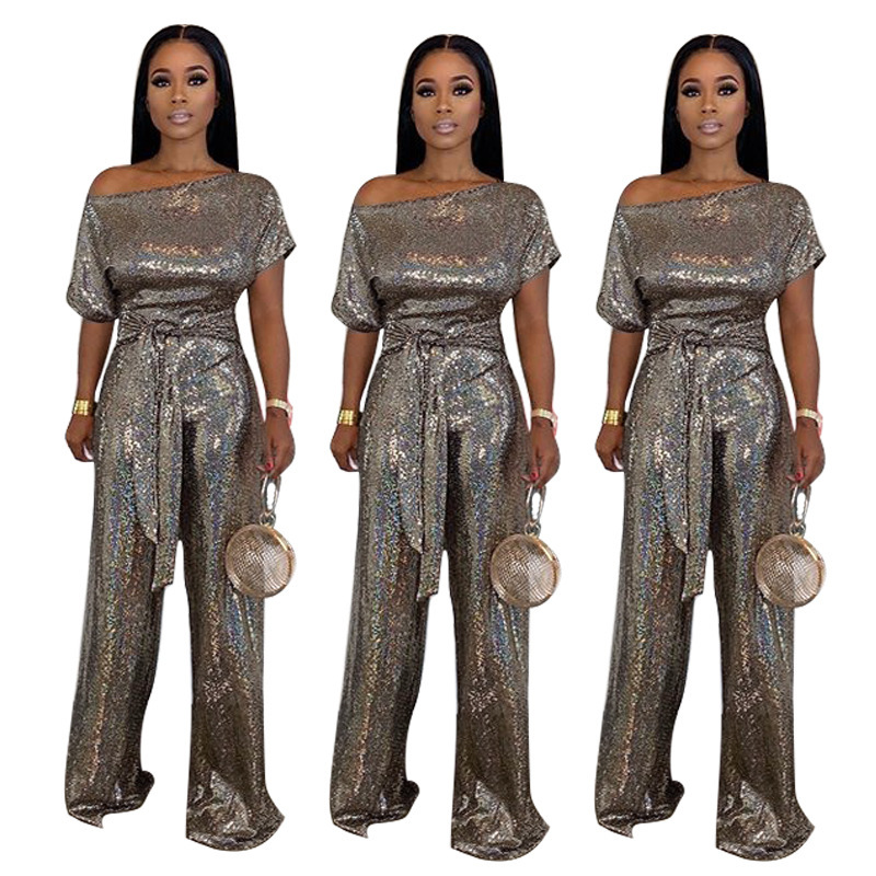 Elegant Sequin Evening Dress Jumpsuit