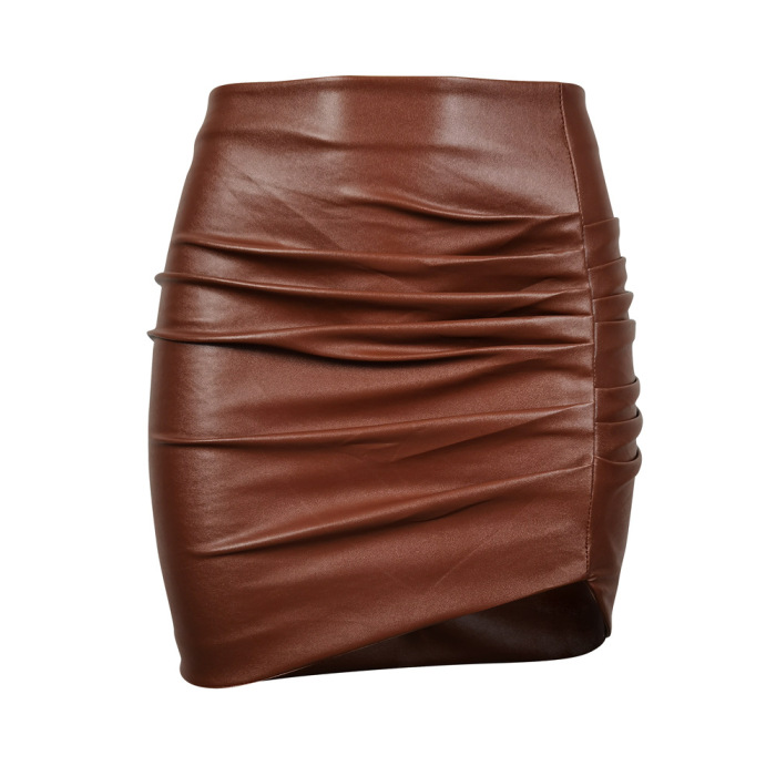 Sexy Slim Ruched Leather Short Dress