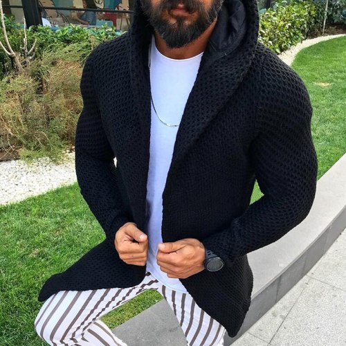 New Arrivals Men's Fashion Casual Knitted Cardigans Solid Color Hoodies Long-Sleeved Slim Fit Sweaters Winter Warm Coats Jackets