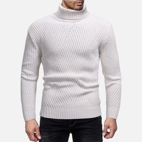 Autumn Winter New Casual Men's Turtleneck Sweater Slim Warm Men Pullover Sweaters 2021 Solid White Fashion Male Pullovers