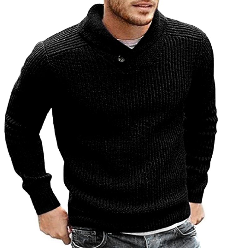 Autumn Winter Sweater Men Lapel Collar Long Sleeve Sweaters Pullovers Thick Warm Knitted Pullover Mens Sweaters Knitwear