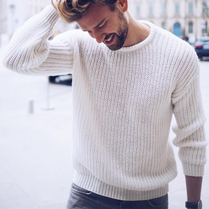 2021 Autumn and winter new men's pullover Casual Jumper solid color knitted top