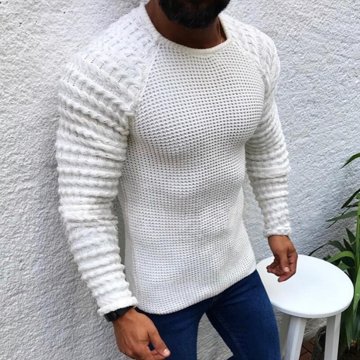 Men's Knit Boat Neck Pullover Long Sleeve Sweater Bodycon Winter Tops