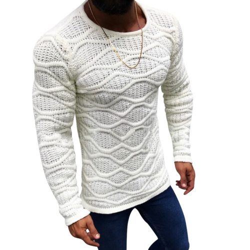 Autumn New Men's Knitted Sweaters Solid Color O Neck Slim Fit Long Sleeve Pullovers Winter Casual Slim Fit Sweater