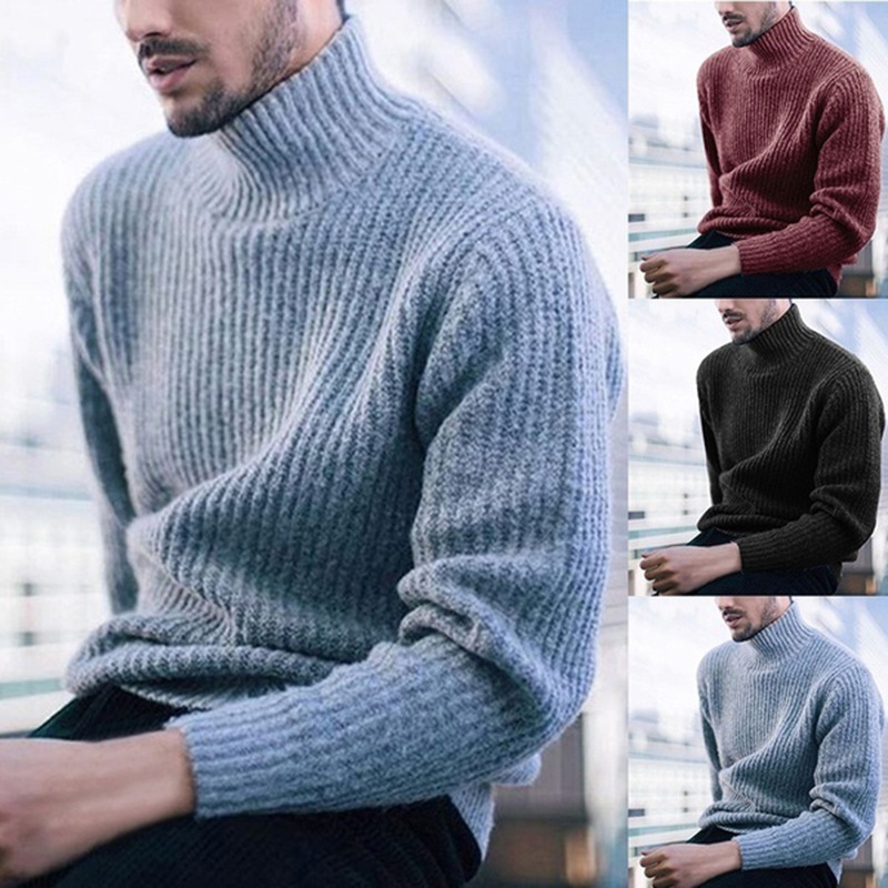 Turtleneck Sweater Men 2021 Mens Pullover Knitwear Pull Homme Turtle Neck Knitted Male Sweaters Casual Solid Color Autumn Jumper