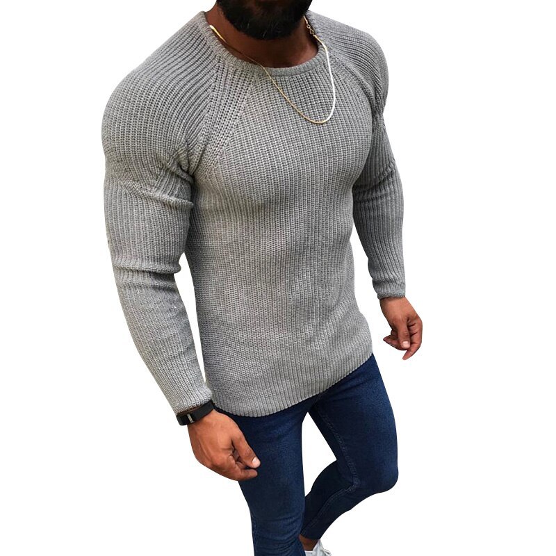 Men's Fashion Knitted Sweaters Pullover Jumper Sweatshirts Streetwear Male Casual Long Sleeve Solid Color Tops Slim Fit Clothing