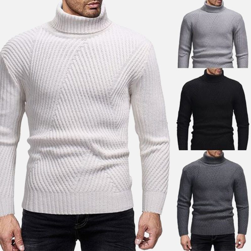 Autumn Winter New Casual Men's Turtleneck Sweater Slim Warm Men Pullover Sweaters 2021 Solid White Fashion Male Pullovers