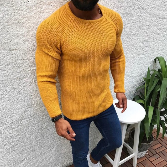 Men's Fashion Knitted Sweaters Pullover Jumper Sweatshirts Streetwear Male Casual Long Sleeve Solid Color Tops Slim Fit Clothing