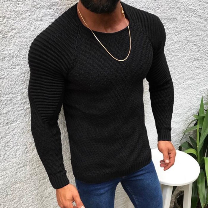 2021 New Autumn Winter Pullover Sweaters Men O-neck Solid Color Long Sleeve Knitwear Slim Men's Sweater Pull Male Clothing