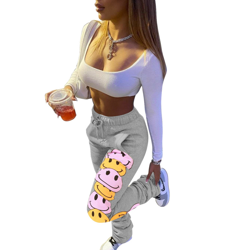 Casual Sporty Print Pocket Pants