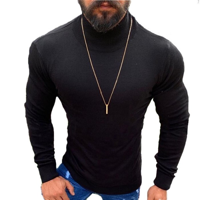 Nice Pop Fashion Vogue Sweater For Mens Pullovers Turtleneck Slim Fit Jumpers Knit Woole Warm Korean Style Clothing