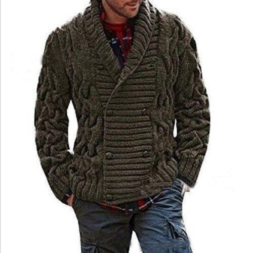 Double Breasted Mens Cardigan Sweater 2021 Autumn Sweater Coat Jacket Men Knitted Cardigan Pull Homme Twist Jumper Sweater XXL