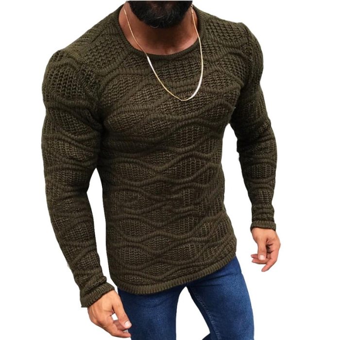 Autumn New Men's Knitted Sweaters Solid Color O Neck Slim Fit Long Sleeve Pullovers Winter Casual Slim Fit Sweater