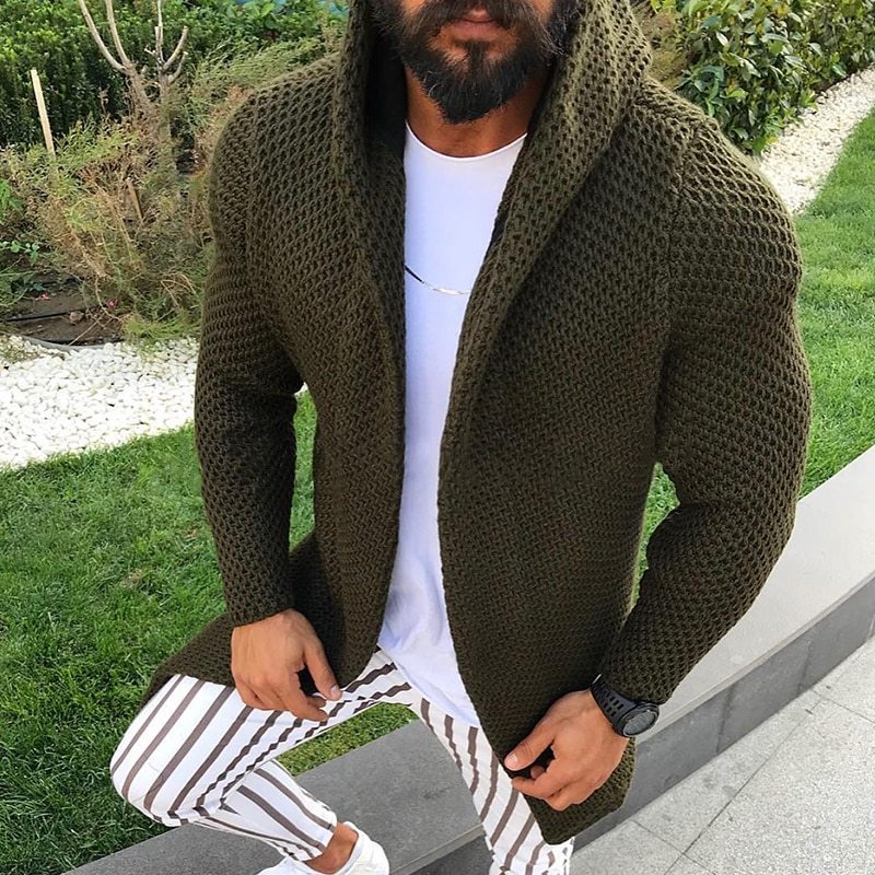 New Arrivals Men's Fashion Casual Knitted Cardigans Solid Color Hoodies Long-Sleeved Slim Fit Sweaters Winter Warm Coats Jackets