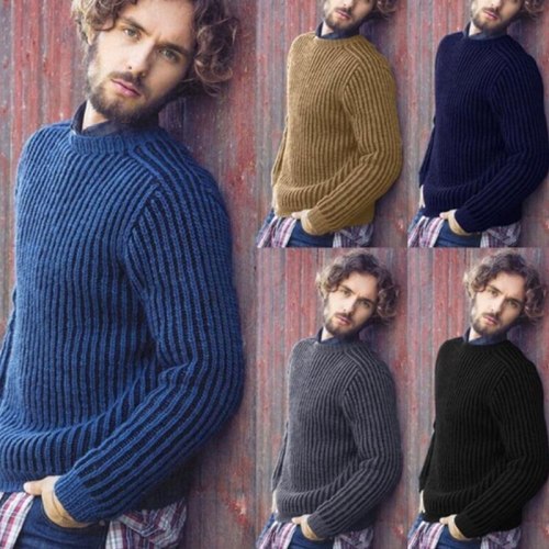 Knit Men's Sweater Business O-neck Long Sleeve Fashion Slim Solid England Male Pullover 2021 Autumn Winter Casual Men Sweaters