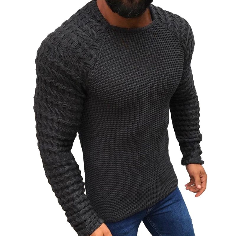 Men's Knit Boat Neck Pullover Long Sleeve Sweater Bodycon Winter Tops