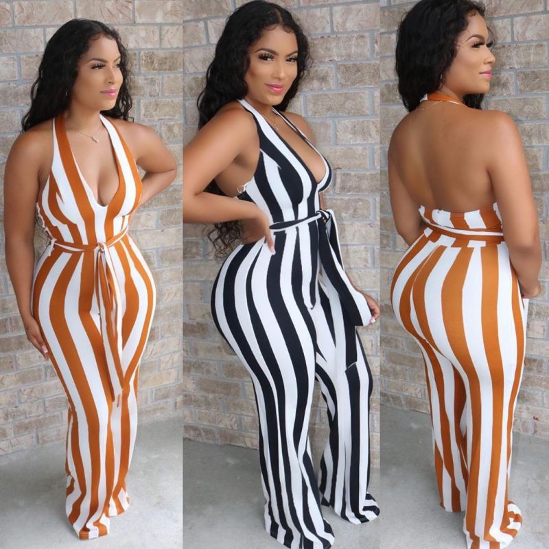 Hollow Out Backless Strappy Halter Jumpsuit