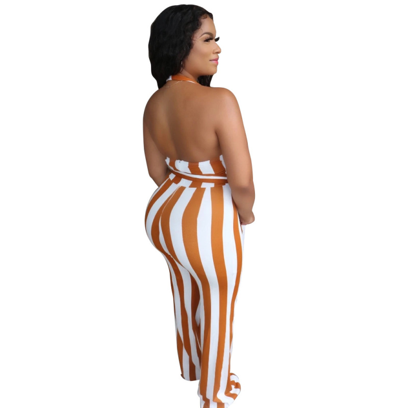 Hollow Out Backless Strappy Halter Jumpsuit