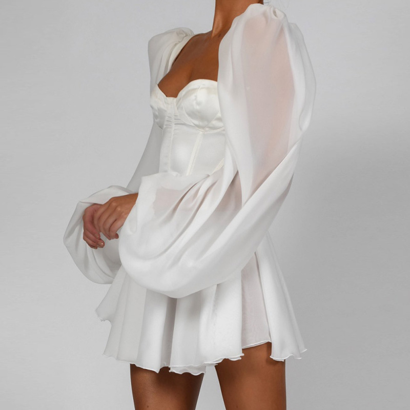 Square Collar Lantern Sleeve Fashion Dress