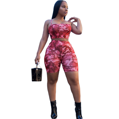 Camouflage Print sporty Short Two Piece Set