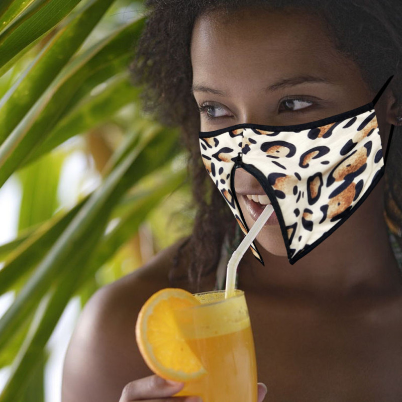 Leopard Printed New Mask With Zip