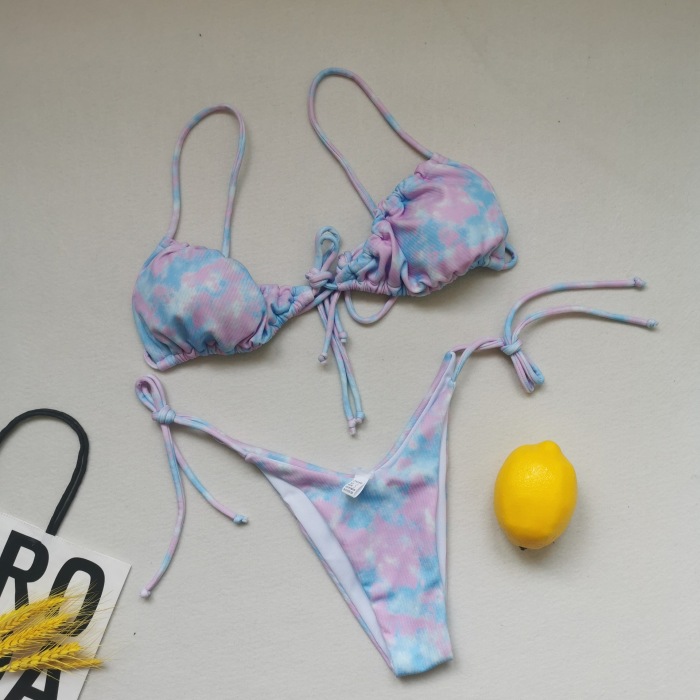 21 Colors 2021 New Swimsuit Bikini Optional Folds Gathered Drawstring Sexy Bikini Wholesale Swimwear