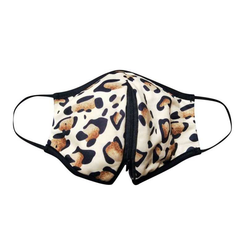 Leopard Printed New Mask With Zip