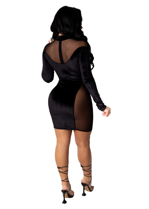 New Sexy See Through Women Party Dress Black blue red S-XL
