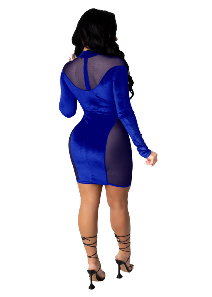 New Sexy See Through Women Party Dress Black blue red S-XL