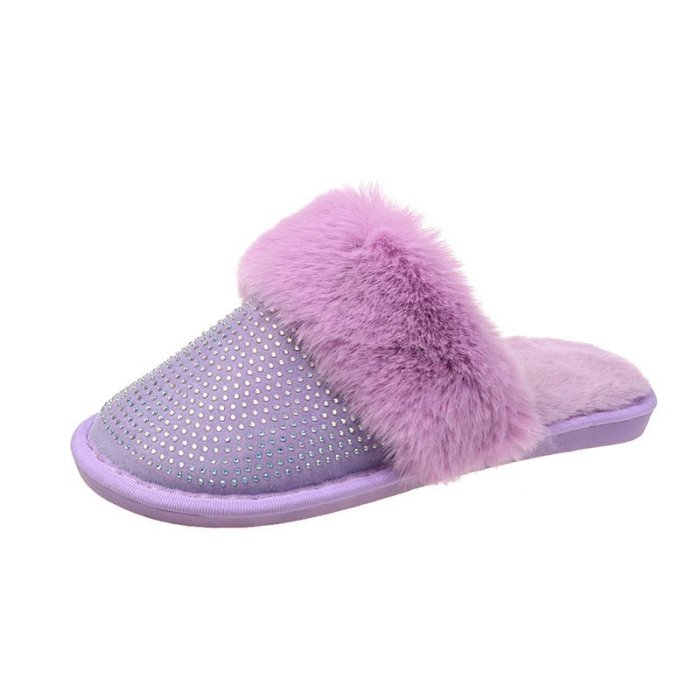 Women Comfort Winter Warm Slippers Black Purple Pink Green Gray 36-43