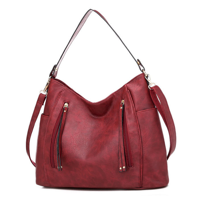 Woman's Stylish Faux Leather Bags Black Red Gray Brown Khaki