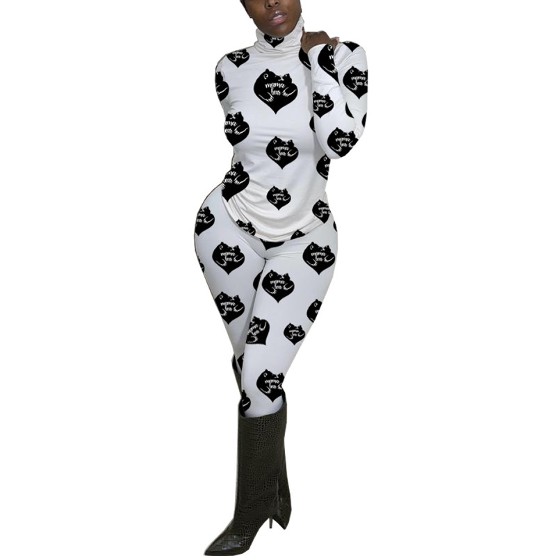 Women Long Sleeve Fashion Printing Homewear Two pieces Outfit S-XXL