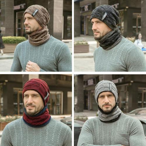 New Fashion Winter Knit Men Winter Hat Caps Scarf  Bonnet Beanie Outdoor Warm Knitted Hats