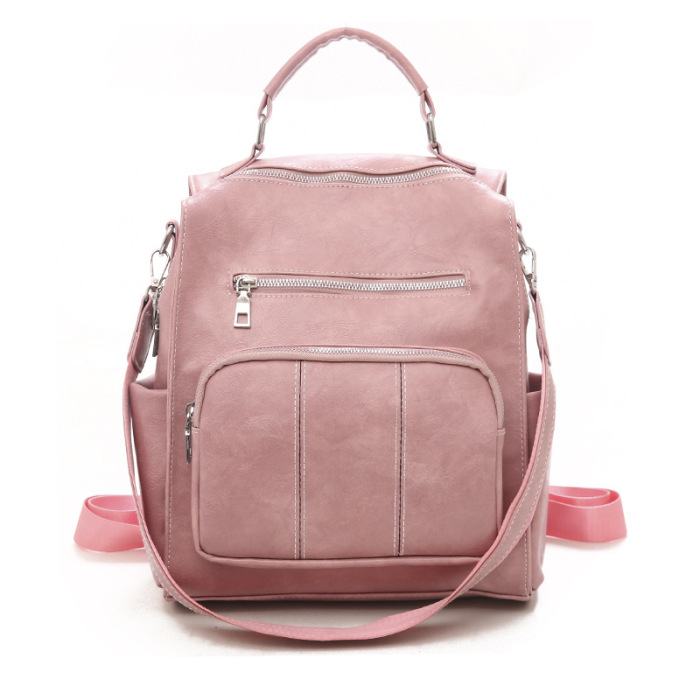 Women Newest Solid Color PU Backpack Bags Brown Black Gray Pink Beige