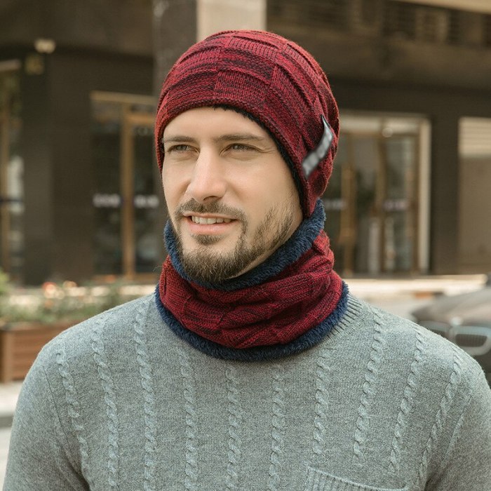 New Fashion Winter Knit Men Winter Hat Caps Scarf  Bonnet Beanie Outdoor Warm Knitted Hats