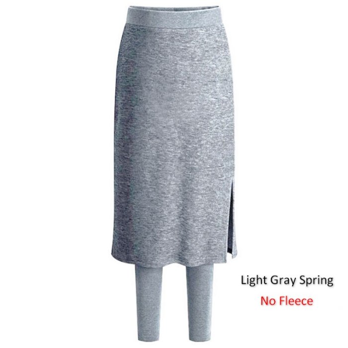 Fake Two Pieces Leggings Womens Fashion Slim-Fit Spring Autumn Plus Size  Winter Warm Fleece Long Skirt Leggings